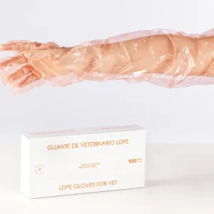 Gant en PE extra long orange translucide